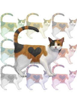 日本猫（三毛猫）ミケネコのポストカード／無料イラスト