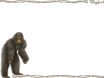 ビッグ フット、野人、猿人、原人の年賀状／非商用無料イラスト