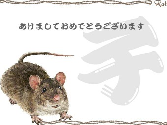 鼠の年賀状イラスト／挿し絵タイプ