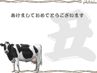 乳牛の年賀状イラスト／挿し絵タイプ
