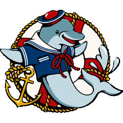 マリンイメージ海豚　色数7色＜198 イルカの水兵さんのイラスト／条件付フリー素材