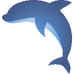 横向き海豚　色数3色（グラデーションあり）＜シンプルタッチイルカ／非商用無料イラスト