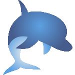 ジャンプする海豚　色数3色（グラデーションあり）＜シンプルタッチイルカ／条件付ふりーそざい