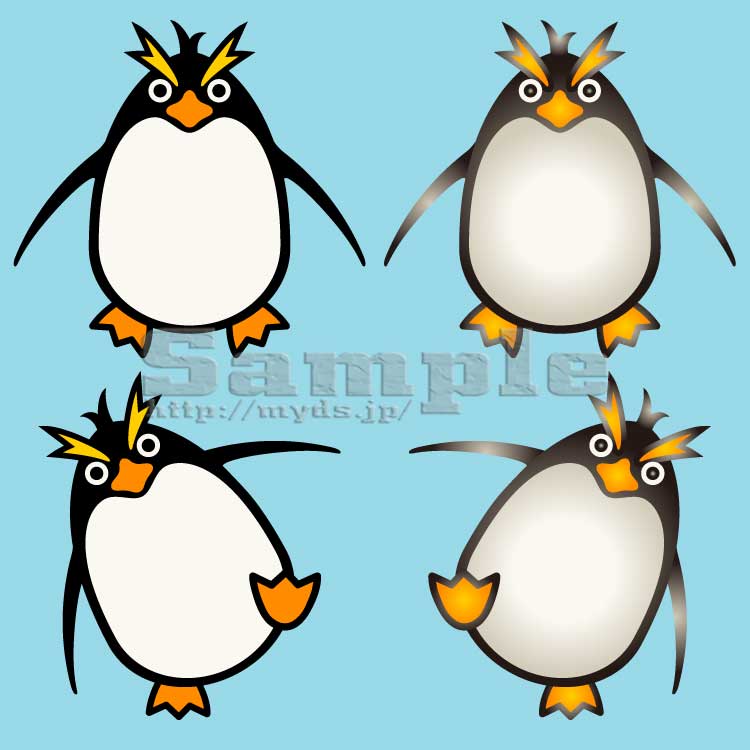 044 ふっくらペンギン＜ペンギン／条件付フリー素材・商用無料イラスト