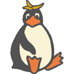 座るペンギン　色数4色＜046 ペンギンくんのイラスト／非営利無料素材