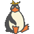 座るペンギン　色数4色のアイコン