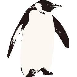 モノトーン皇帝ペンギン　色数2色＜048 リアル皇帝ペンギンのイラスト／条件付無料素材