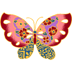 おりえんたる蝶　色数5色＜082 オリエンタル蝶のイラスト／条件付フリー素材