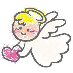 天使（女の子）　色数5色＜067 クレヨンタッチ天使のイラスト／非営利無料素材