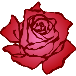 ラフアウトライン薔薇　色数3色（グラデーションあり）＜019 ラフ線画バラのイラスト／条件付フリー素材