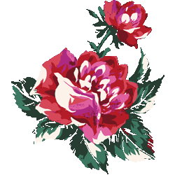 バラ大小　色数8色＜021 ロココ薔薇のイラスト／条件付無料素材