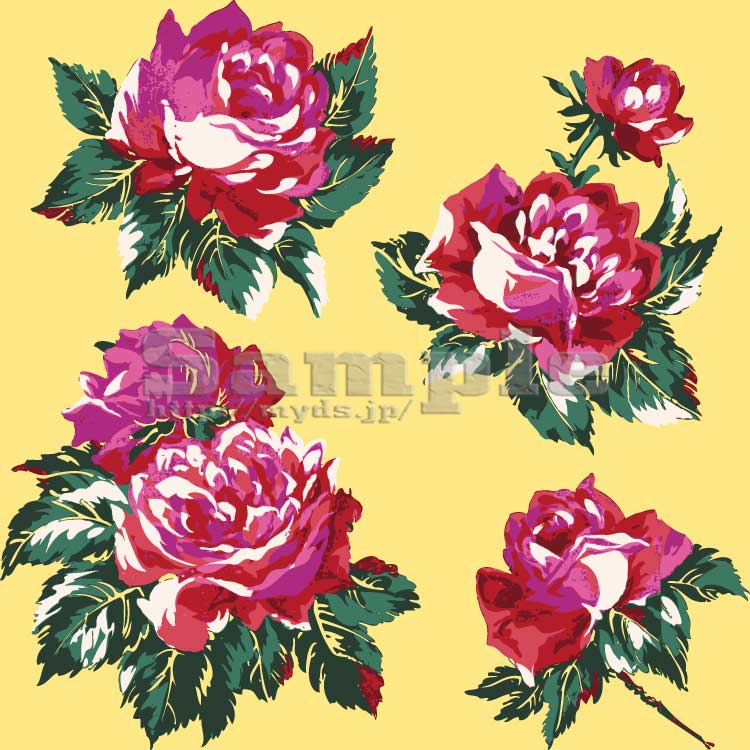 021 ロココ薔薇＜バラ／条件付フリー素材・商用無料イラスト