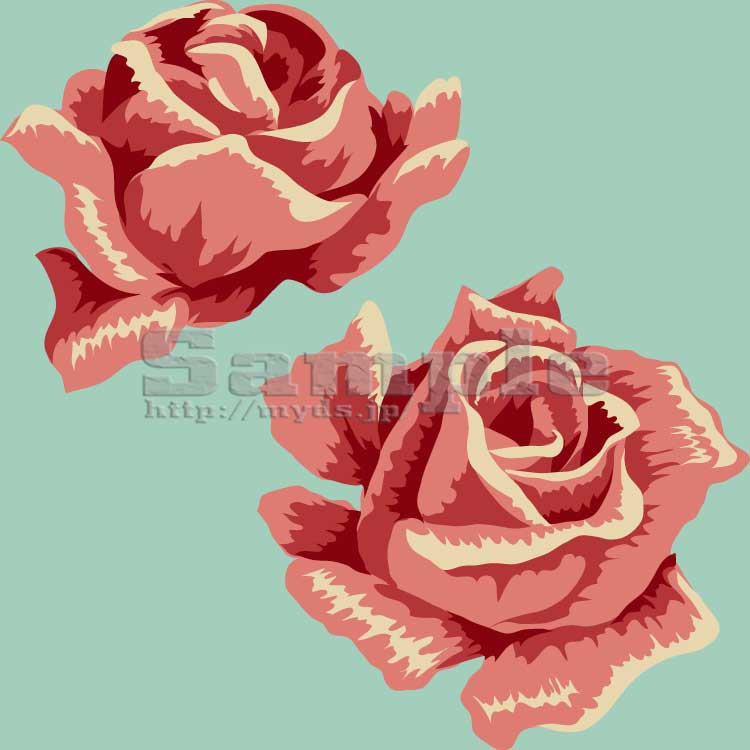023 赤い薔薇＜バラ／条件付フリー素材・商用無料イラスト