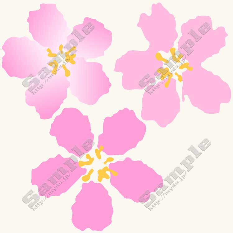 306 ラフタッチ桜の花＜サクラ／条件付フリー素材・商用無料イラスト