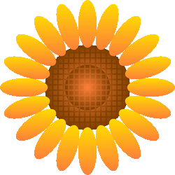 花びら少なめ向日葵　色数3色（グラデーションあり）＜026 満開ヒマワリのイラスト／条件付無料素材