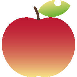 赤りんご（葉っぱつき）　色数4色（グラデーションあり）＜249 シンプルアップルのイラスト／条件付フリー素材