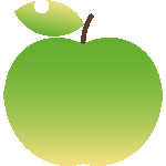 青林檎（葉っぱつき）　色数3色（グラデーションあり）＜しんぷるリンゴ／条件付フリー画像