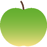 グリーンアップル　色数3色（グラデーションあり）＜しんぷるリンゴ／条件付フリーイラスト