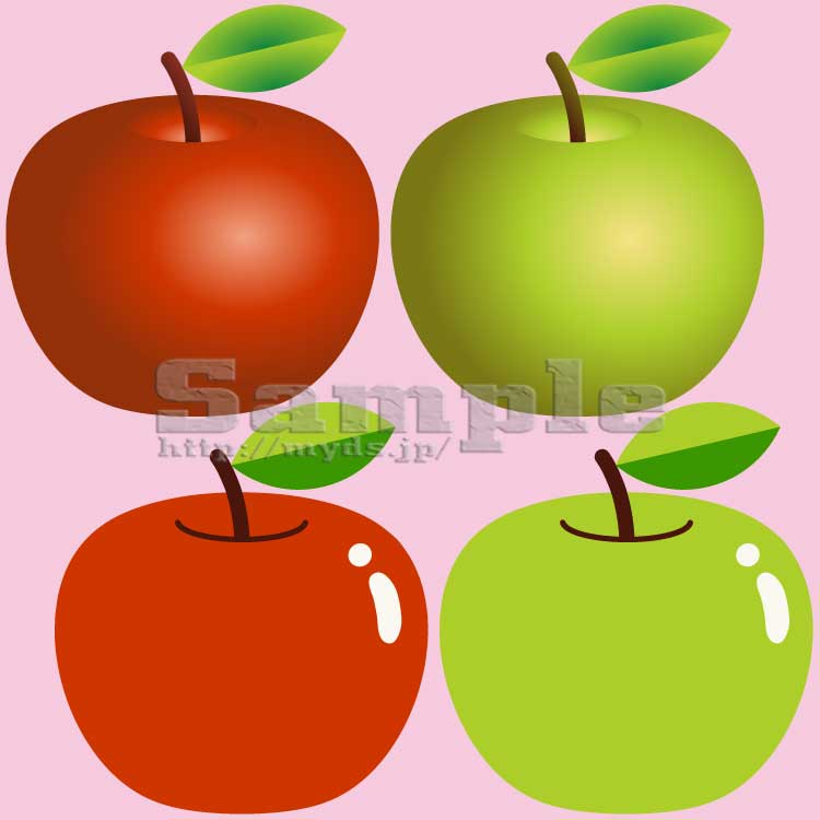 250 リンゴ＜リンゴ／条件付フリー素材・商用無料イラスト