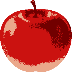 少色赤りんご　色数3色＜251 ブラシタッチ林檎のイラスト／条件付無料素材