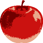 少色赤りんご　色数3色＜ペイントタッチりんご／条件付フリー画像