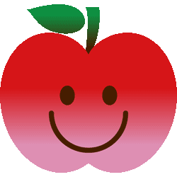 スマイル赤林檎　色数4色＜324 スマイルりんごのイラスト／条件付フリー素材