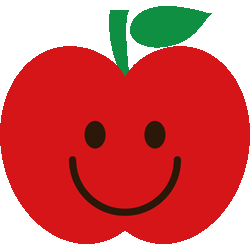 ニコニコ赤りんご　色数3色＜324 スマイルりんごのイラスト／非営利無料素材