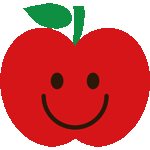 ニコニコ赤りんご　色数3色＜スマイリングアップル／条件付フリーイラスト