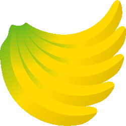 バナナ五房　色数3色（グラデーションあり）＜247 バナナのイラスト／条件付フリー素材