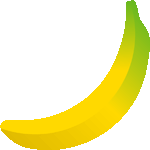バナナ一房　色数3色（グラデーションあり）＜ばなな／条件付フリーイラスト