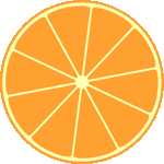 オレンジ断面　色数2色（グラデーションあり）＜蜜柑／条件付フリーイラスト