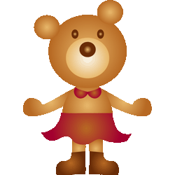 女の小熊　色数5色（グラデーションあり）＜140 熊の男の子＆女の子のイラスト／条件付無料素材