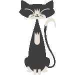 ネコ（黒＆白）　色数2色＜ネコ毛色バリエーション／条件付フリー画像