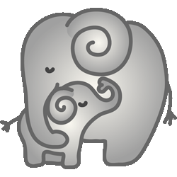 象の母子　色数4色（グラデーションあり）＜158 ゾウの家族のイラスト／条件付フリー素材