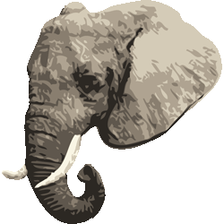 多色象の頭　色数6色＜161 リアルタッチ象のイラスト／条件付無料素材