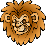らいおんの顔　色数5色（グラデーションあり）＜ライオンの顔／非商用無料イラスト