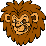 シンプルライオンの顔　色数5色＜ライオンの顔／条件付フリー画像