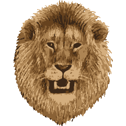 ライオンの頭　色数5色＜182 リアルライオンのイラスト／非営利無料素材