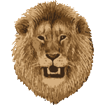 ライオンの頭　色数5色＜リアルタッチらいおん／条件付フリーイラスト