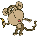 バナナをあげる猿　色数6色＜バナナ大好きサル／条件付ふりーそざい