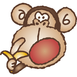 バナナを食べる猿　色数5色（グラデーションあり）＜152 サルの顔のイラスト／条件付フリー素材