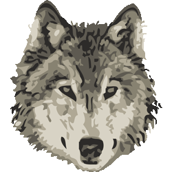 りある狼（顔）　色数5色＜011 りあるタイリクオオカミのイラスト／条件付無料素材
