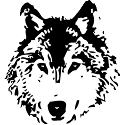 狼の顔　色数2色＜012 単色ウルフのイラスト／条件付無料素材