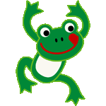 緑蛙　色数5色＜微笑み蛙／非商用無料イラスト