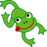 黄緑蛙　色数5色＜微笑み蛙／条件付フリー画像