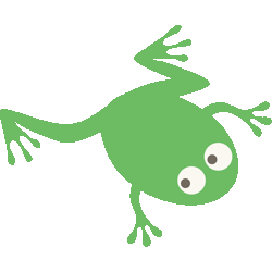 緑カエル　色数3色＜070 シンプル蛙のイラスト／条件付無料素材