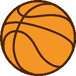バスケボール（アウトラインあり）　色数2色＜シンプルタッチバスケのボール／条件付ふりーそざい