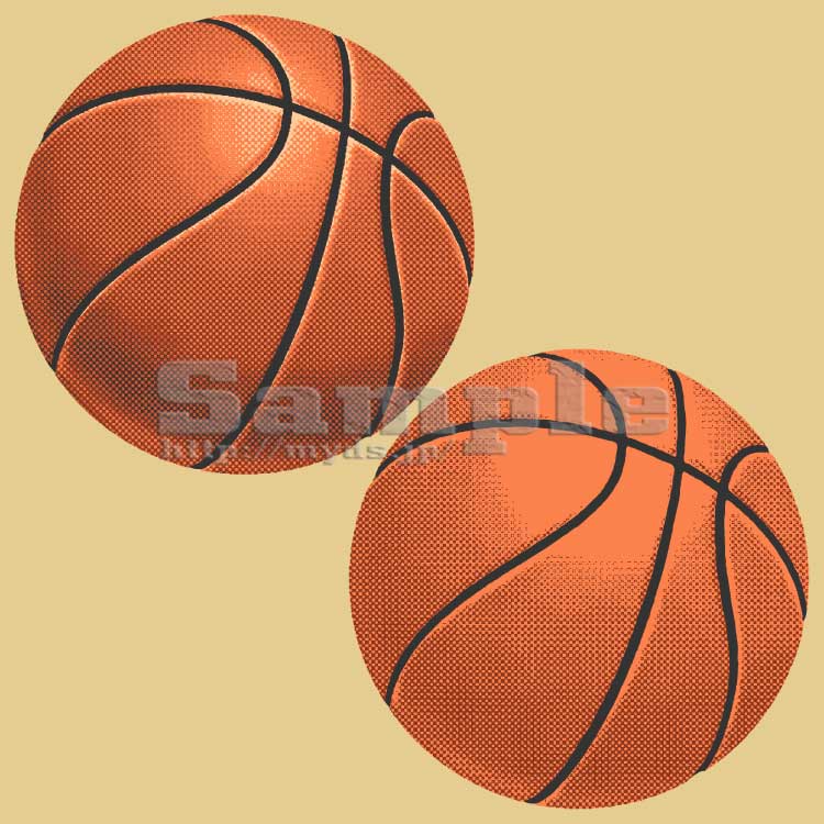 089 リアルバスケボール＜バスケットボール／条件付フリー素材・商用無料イラスト