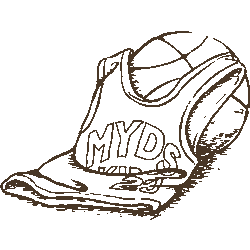 淡色バスケットボールとゆにほーむ　色数1色＜091 手描きバスケ用具のイラスト／非営利無料素材