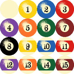 撞球（どうきゅう）　色数9色＜270 シンプルビリヤードの玉のイラスト／非営利無料素材